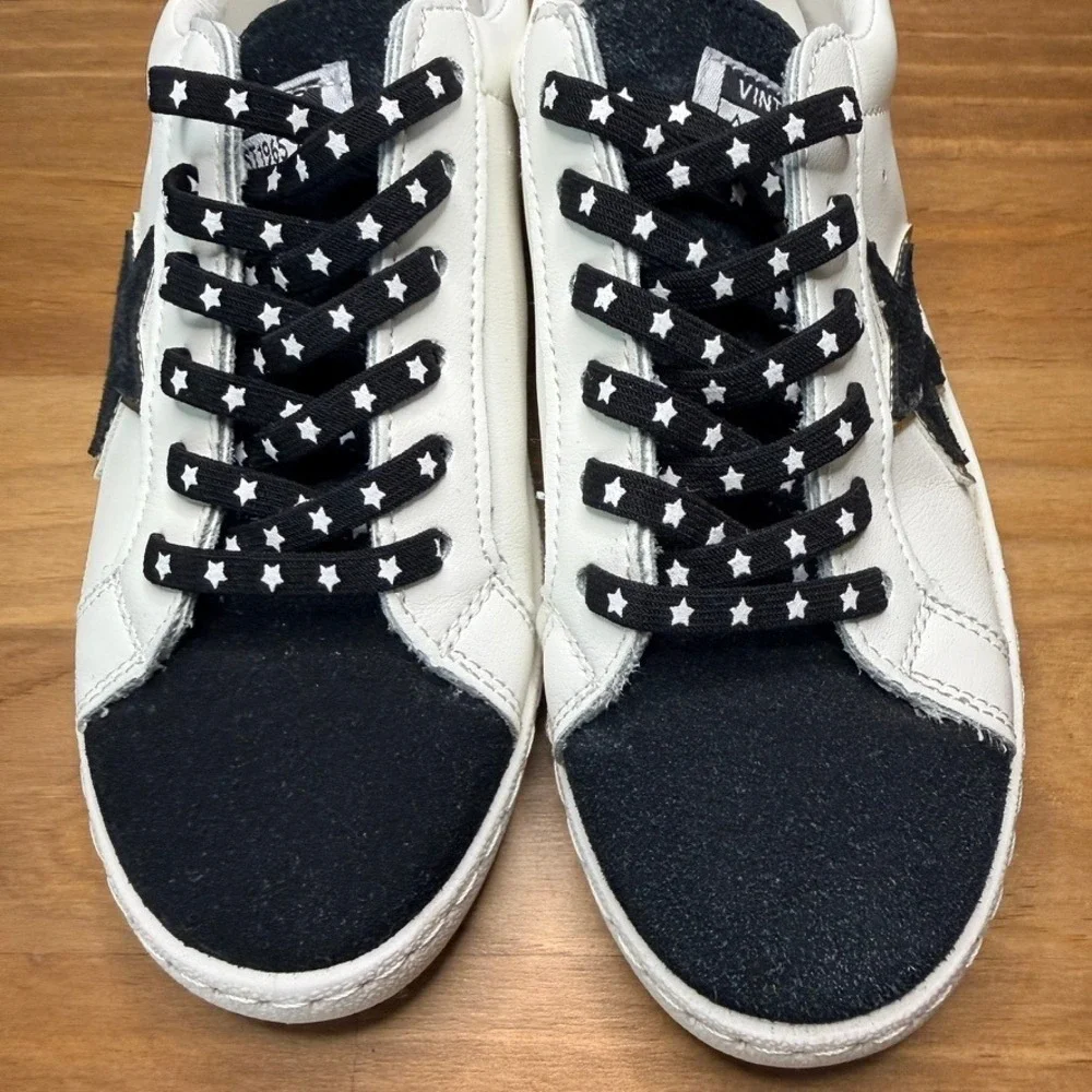 Vintage Havana Bianca Black White Star Leather Sneakers Women's Size 6
